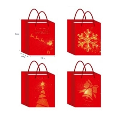BOLSA DE REGALO NAVIDAD DETALLES DORADOS 32X26X11CM | 12 UNID1
