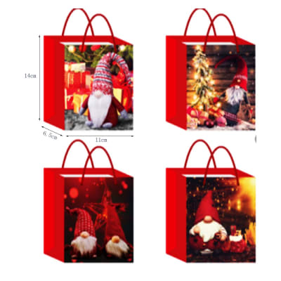 BOLSA DE REGALO NAVIDAD VIEJO PASCUERO 14X11X6.5CM | 12 UNID1