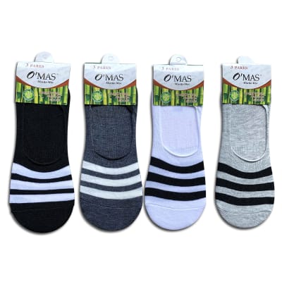 CALCETINES DE HOMBRE INVISIBLE DISEÑO DE FRANJAS TALLA 40-42 | 12 UNID1