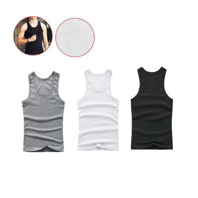 CAMISETA DE HOMBRE ALGODÓN LISO SIN MANGAS |12UNID1