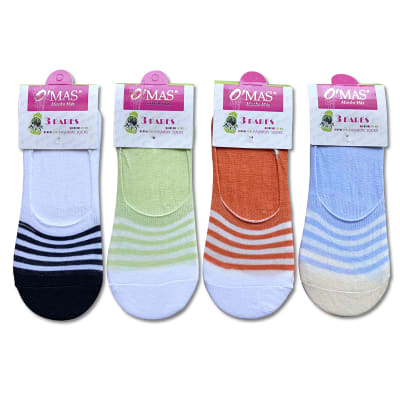 CALCETINES DE MUJER INVISIBLE LISO CON FRANJAS | 12 UNID1