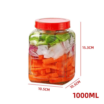 FRASCO DE VIDRIO  CON TAPA PLASTICO  10,5X10,5X15,3CM1