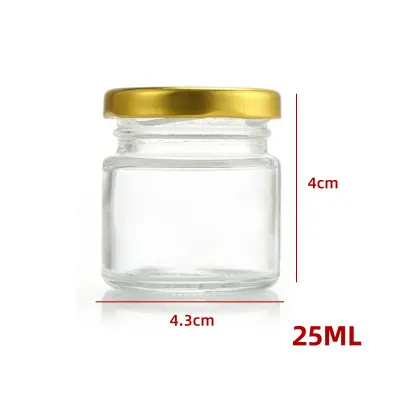 FRASCO DE VIDRIO LISO CON TAPA ALUMINIO DORADO 25 ML1