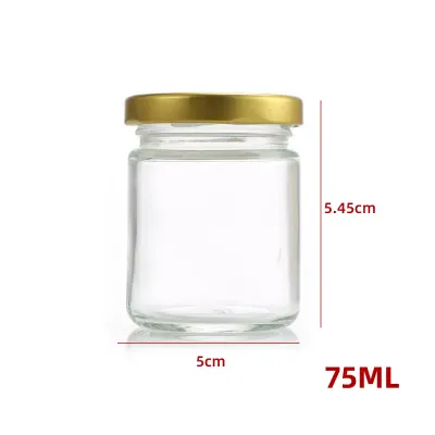 FRASCO DE VIDRIO LISO CON TAPA ALUMINIO DORADO 75 ML1