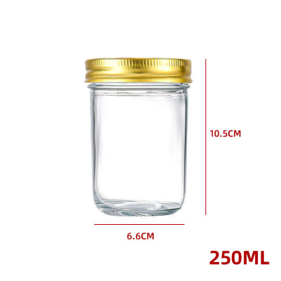 FRASCO VIDRIO TAPA METÁLICA DORADA 250 ML1