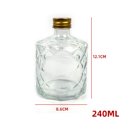 FRASCO DE VIDRIO DISEÑO Y RELIEVE CON TAPA ALUMINIO 250 ML1