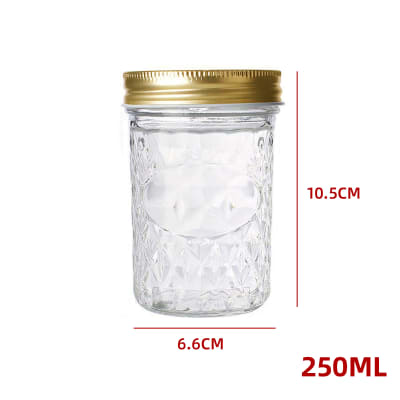 FRASCO VIDRIO CLÁSICO TAPA PLASSTICO DORADO 250 ML1