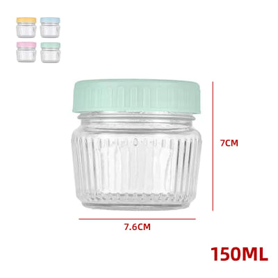 FRASCO DE VIDRIO ACANALADO CON TAPA  PLASTICO 150 ML1