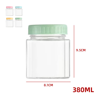 FRASCO DE VIDRIO LISO CON TAPA PLASTICO  380 ML1