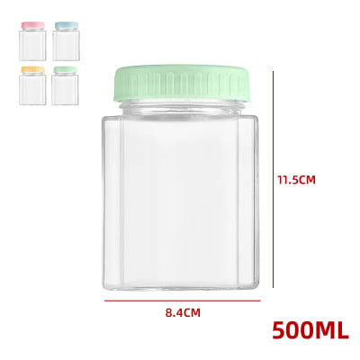 FRASCO DE VIDRIO LISO CON TAPA PLASTICO  500 ML1