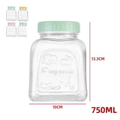 FRASCO DE VIDRIO DISEÑO FRUTA CON TAPA PLASTICO  750 ML1