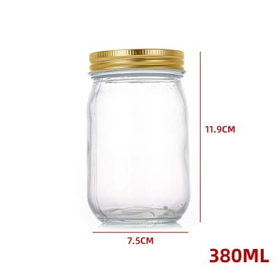 FRASCO VIDRIO COCINA TAPA ALUMINIO DORADO 350 ML1