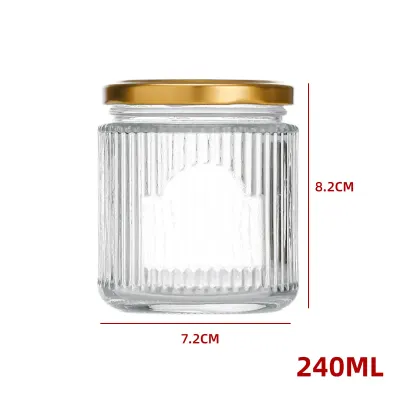 FRASCO VIDRIO ACANLADO TAPA ALUMINIO DORADO 240 ML1