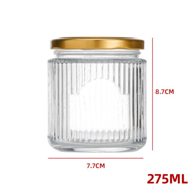 FRASCO VIDRIO ACANLADO TAPA ALUMINIO DORADO 275 ML1