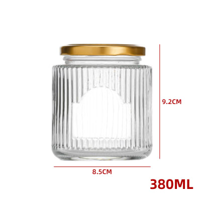 FRASCO VIDRIO ACANALDO TAPA ALUMINIO DORADO 380 ML1