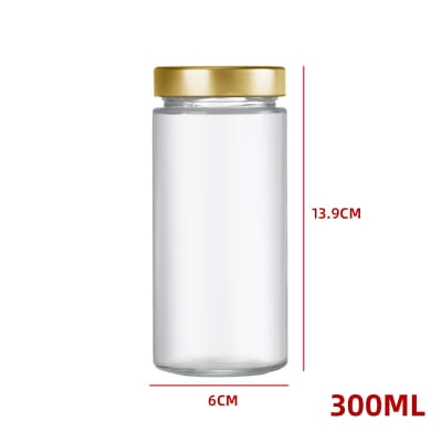 FRASCO CILINDRO VIDRIO TAPA ALUMINIO DORADO 300 ML1