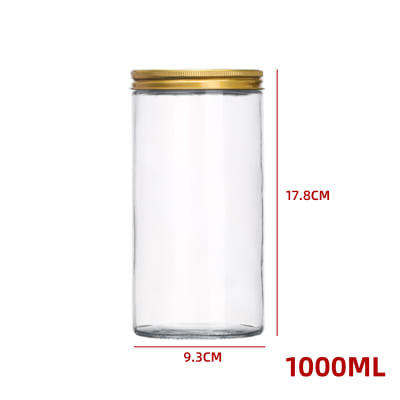 FRASCO VIDRIO TAPA ALUMINIO DORADO 1 LITRO1