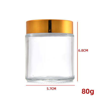 FRASCO VIDRIO COSMÉTICO TAPA DORADA 80G1