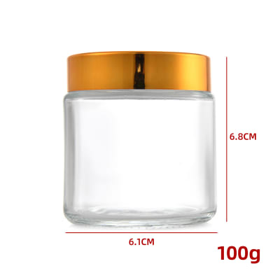 FRASCO VIDRIO COSMÉTICO TAPA DORADA 100G1