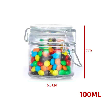 FRASCO DE VIDRIO  CON TAPA CLIP  HERMETICA  7X6,3 CM--100ML1