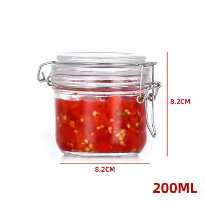 FRASCO DE VIDRIO  CON TAPA CLIP  HERMETICA  8,2X8,2CM--200ML1