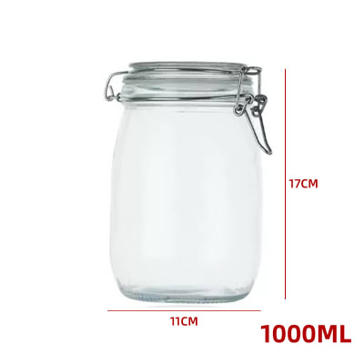 FRASCO DE VIDRIO  CON TAPA CLIP  HERMETICA  11X11X17CM1