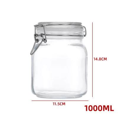 FRASCO DE VIDRIO  CON TAPA CLIP  HERMETICA  11,5X11,5X14,8CM1