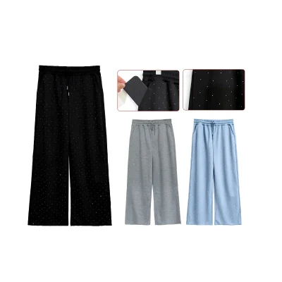 PANTALON  PARA MUJER BUZO BRILLO PIERNA ANCHA M-L/L-XL/XL-XXL1