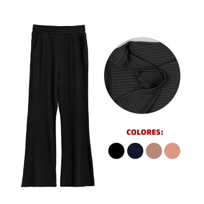 Pantalón Acanalado Palazzo Mujer M-L-XXL | 12 UNID1