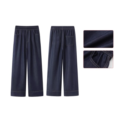 Pantalón Jeans Mujer Elascticado Pierna Ancha M-L-XXL | 12 UNID1