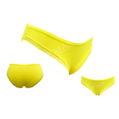 BIKINI DE MUJER COLOR AMARILLO ENCAJE EN LOS BORDES | 12 UNID1