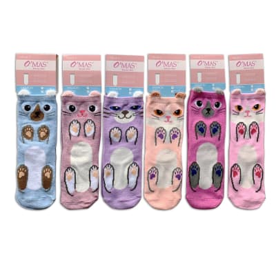 CALCETINES DE NIÑA CORTE MEDIO ANIMALES  TALLA 4| 12 UNID1