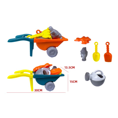 SET PLAYA CARRETILLA CON ACCESORIOS VERDE 13.5X30X15CM1