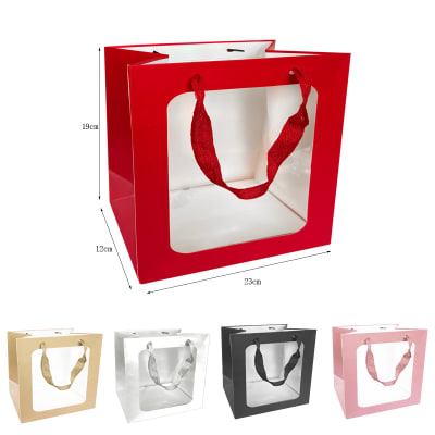BOLSA DE REGALO COLOR LISO TRANSPARENTE 23X19X12CM | 12 UNID1