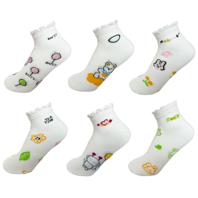 CALCETINES DE MUJER CORTE TOBILLO FONDO BLANCO | 12 UNID1