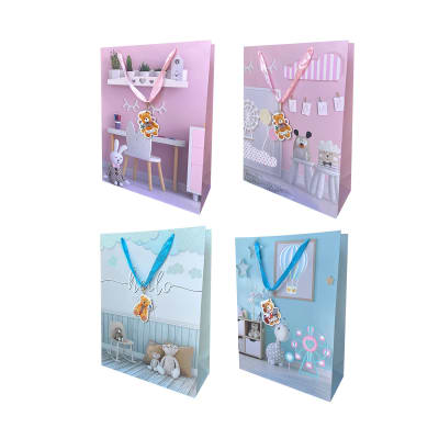 BOLSA DE REGALO CONEJO / JIRAFA BEBE 18X8.5X24CM | 12 UNID1