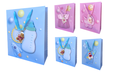 BOLSA DE REGALO MAMADERA/VERSTIDO BEBE 18X8.5X24CM | 12 UNID1