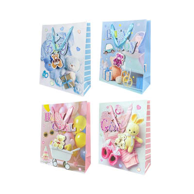 BOLSA DE REGALO OSO COLORIDO BEBE 18X8.5X24CM | 12 UNID1