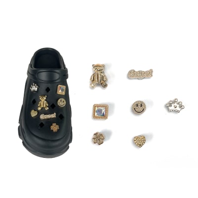 PINS PARA SANDALIAS DORADOS OSO/CORONA/CORAZON | 12 UNID1