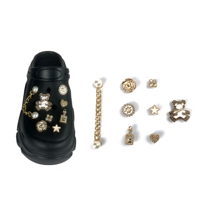 PINS PARA SANDALIAS DORADOS CADENA/OSO/FLOR | 12 UNID1