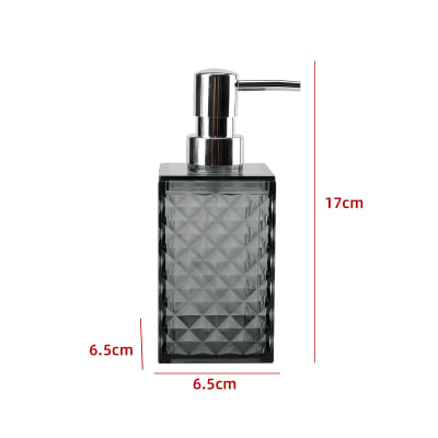DISPENSADOR DE JABÓN TRANSPARENTE GRIS 17X6.5X6.5CM1