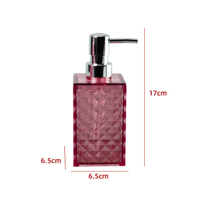 DISPENSADOR DE JABÓN TRANSPARENTE BURDEO 17X6.5X6.5CM1