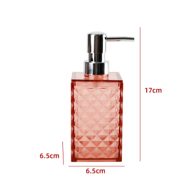 DISPENSADOR DE JABÓN TRANSPARENTE ROSADO 17X6.5X6.5CM1