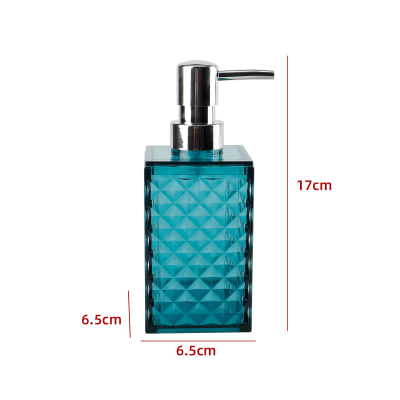 DISPENSADOR DE JABON TRANSPARENTE AZUL TURQUESA 17X6.5X6.5CM1