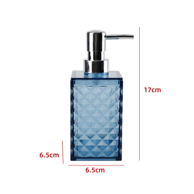 DISPENSADOR DE JABON TRANSPARENTE AZUL 17X6.5X6.5CM1