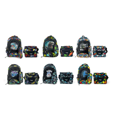 MOCHILA CON LONCHERA Y ESTUCHE NIÑO DINOSAURIO 1