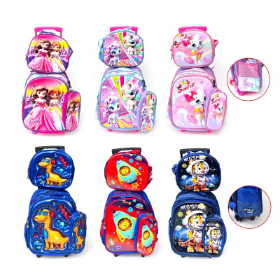 MOCHILA CON RUEDAS LONCHERA Y ESTUCHE INFANTIL1