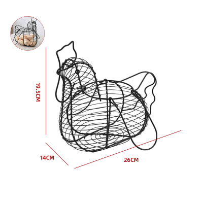 Canasto Huevos Gallina Metal Negro1