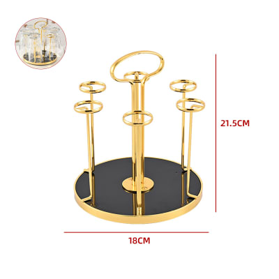 ESCURRIDOR DE VASOS METÁLICO DORADO 6 VASOS1