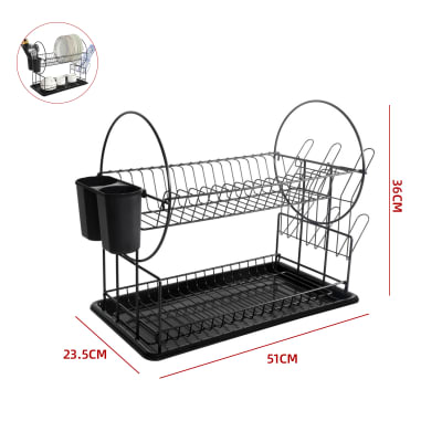 ESCURRIDOR VAJILLA METÁLICO DOS NIVELES NEGRO 51X23.5X36.5CM1